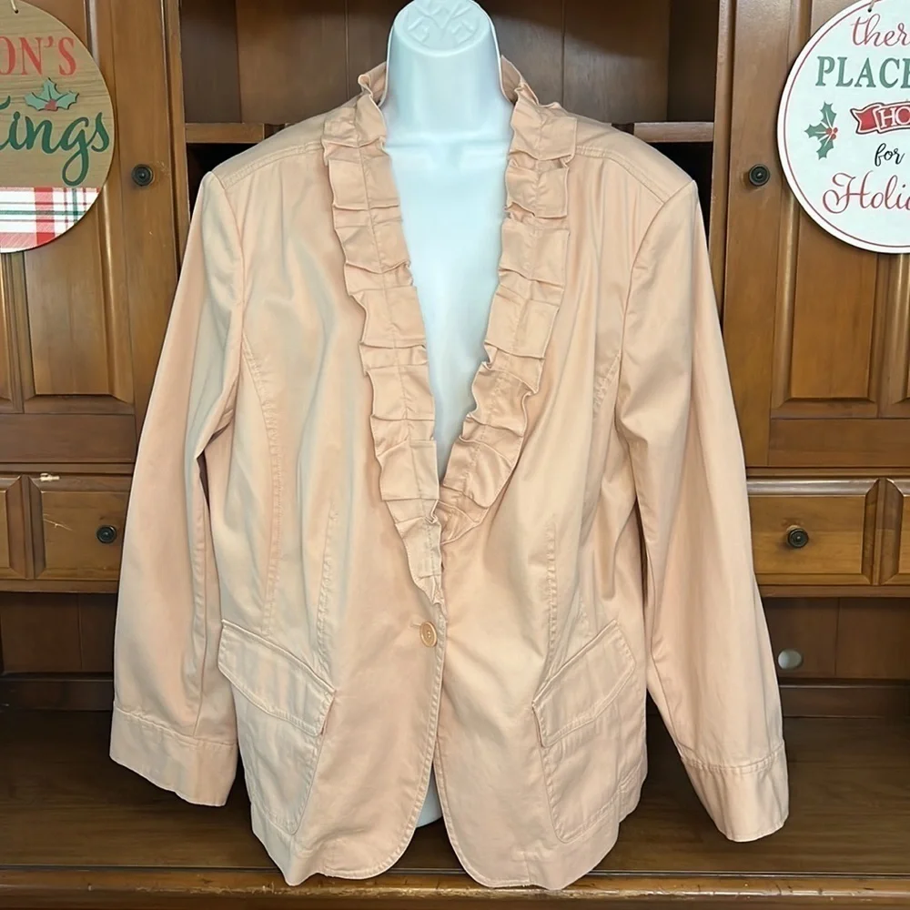 Talbots Ruffled Blazer Blush 20W - Picture 4 of 16